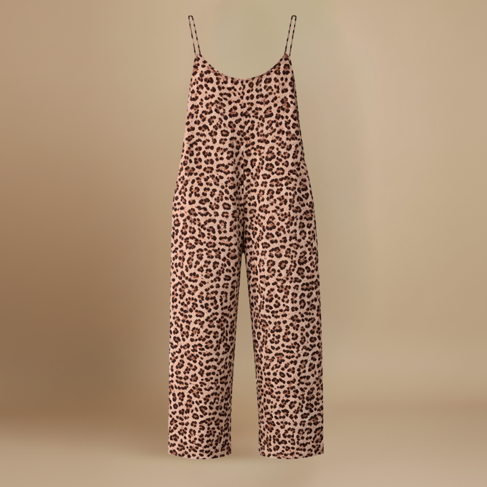 Dames casual jumpsuit met luipaardprint en wijde pijpen Jelle Jora Mode