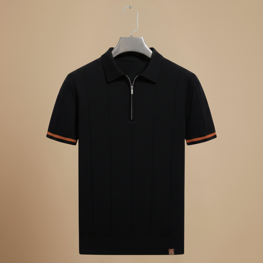 Heren polo met kwartritssluiting en slanke pasvorm Jelle Jora Mode