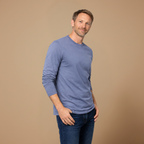 Heren ademend casual t-shirt met lange mouwen en ronde hals Jelle Jora Mode