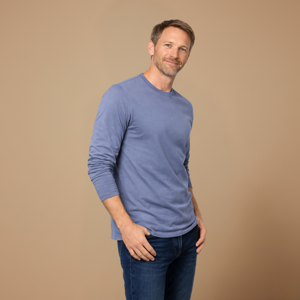 Heren ademend casual t-shirt met lange mouwen en ronde hals Jelle Jora Mode