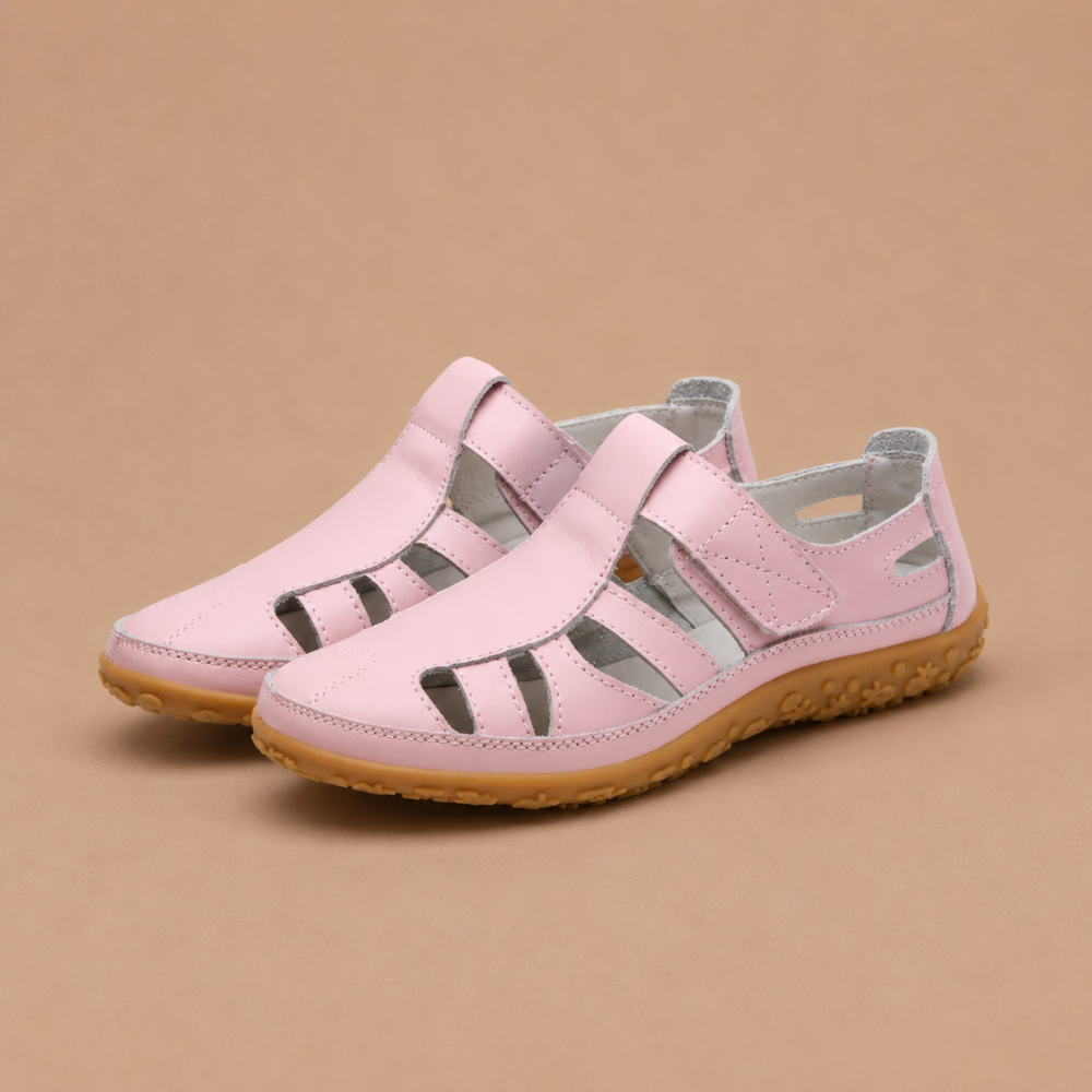 Dames platte strandsandalen met uitgesneden zool Jelle Jora Mode