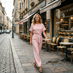 Dames jumpsuit met strik in de taille en wijde pijpen Jelle Jora Mode