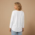 Dames ledigvallend casual t-shirt met lange mouwen en v-hals Jelle Jora Mode
