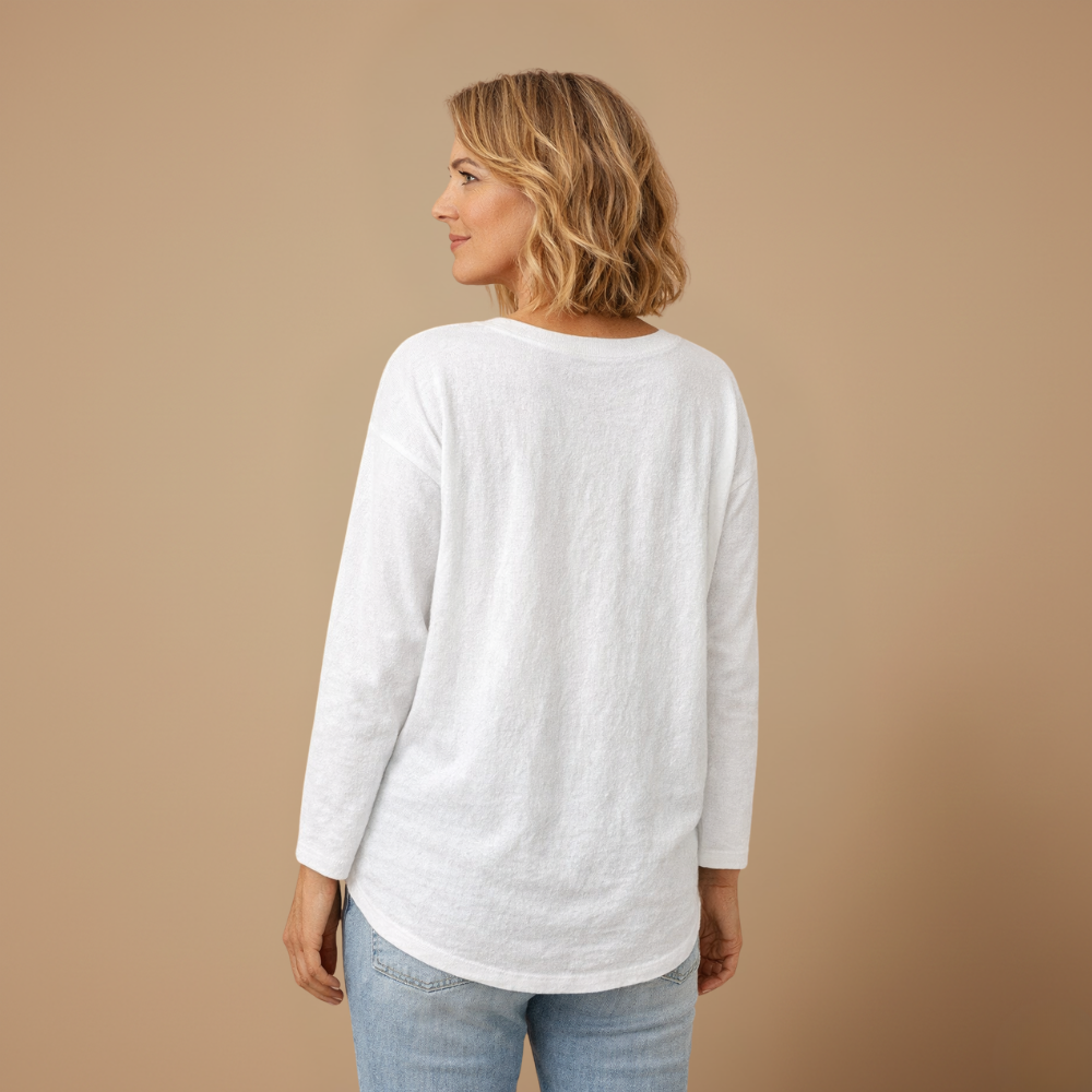Dames ledigvallend casual t-shirt met lange mouwen en v-hals Jelle Jora Mode