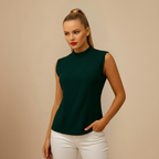 Elegante Effen Mouwloze Blouse met Ronde Hals Jelle Jora Mode