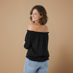 Dames zomerse blouse met ruches en off-shoulder design Jelle Jora Mode