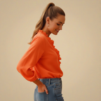 Dames Rimpel V-hals Blouse Jelle Jora Mode