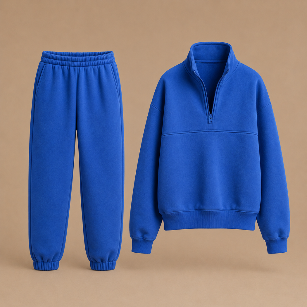 Dames casual sweatshirtset met halve rits Jelle Jora Mode