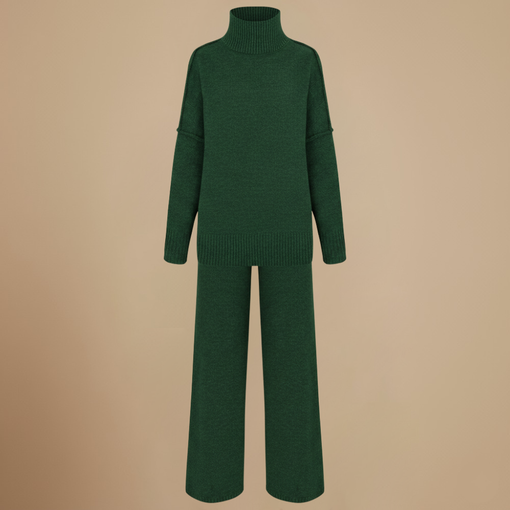 Dikke gebreide broek met hoge kraag voor dames Jelle Jora Mode