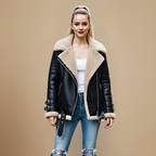 Chique wollen jas van lamsleer in grote maten Jelle Jora Mode