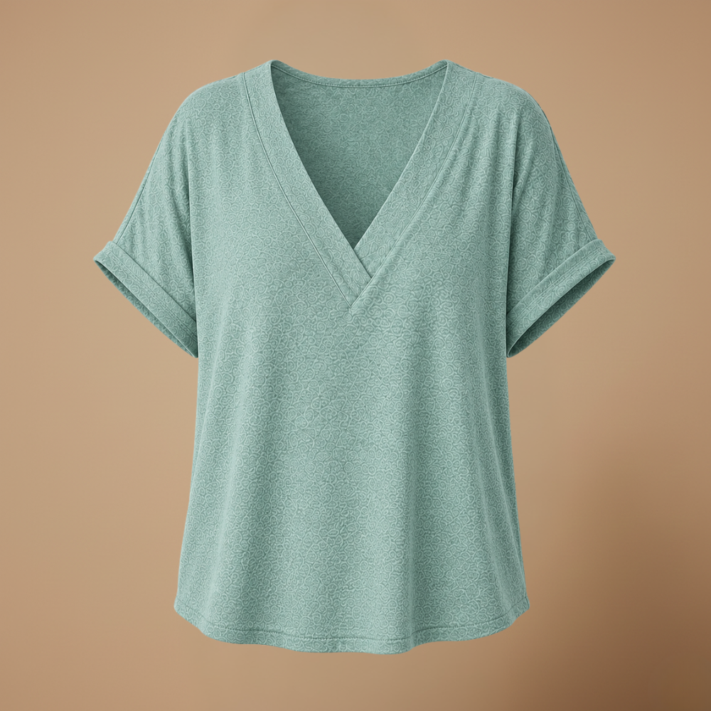 Damesblouse met losse pasvorm en V-hals Jelle Jora Mode