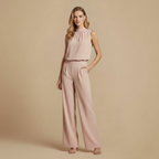 Elegante Mouwloze Jumpsuit met Wijde Pijpen Jelle Jora Mode