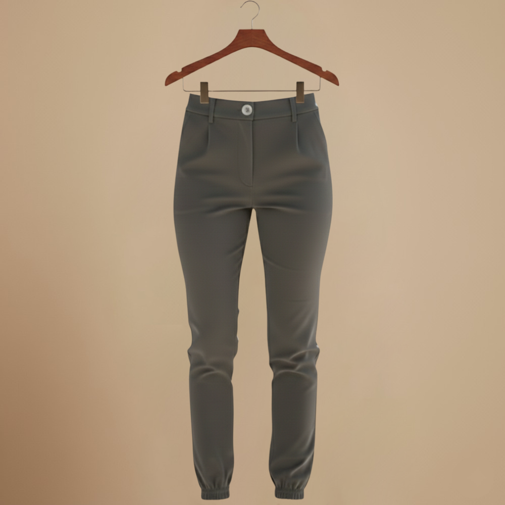 Slim fit joggingbroek met hoge taille en omslag voor dames Jelle Jora Mode
