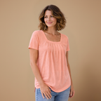 Dames casual T-shirt met vierkante kraag en korte mouwen Jelle Jora Mode