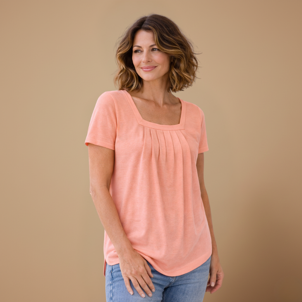 Dames casual T-shirt met vierkante kraag en korte mouwen Jelle Jora Mode