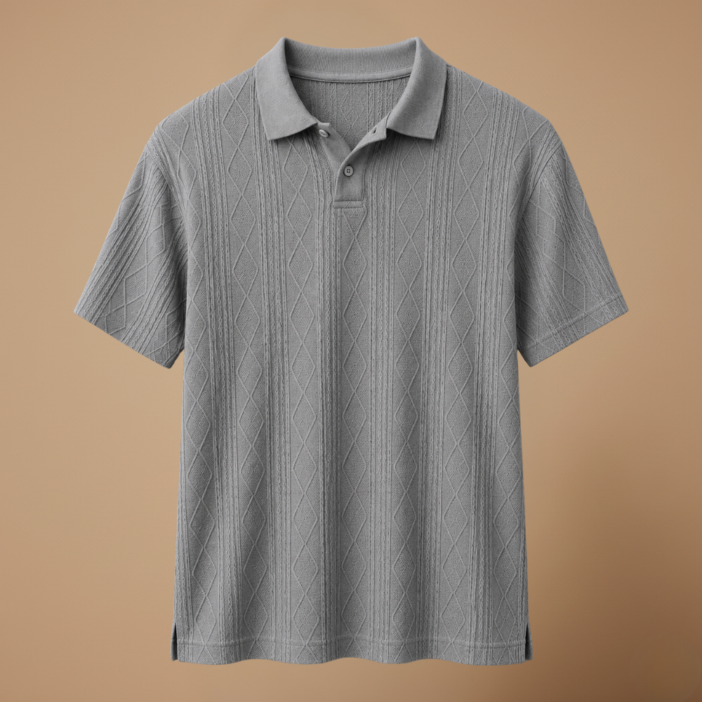 Heren casual poloshirt met korte mouwen en structuur Jelle Jora Mode