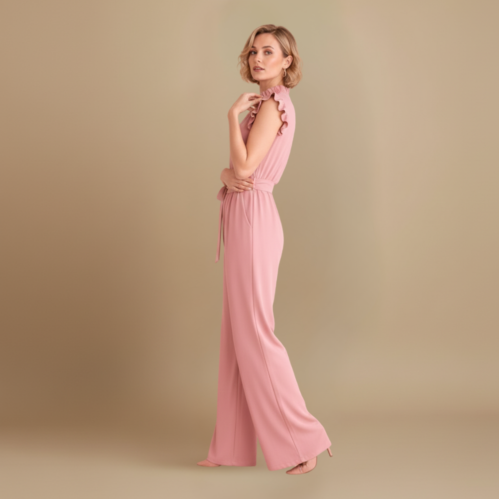 Dames elegante jumpsuit met taille riem en mouwloos ontwerp Jelle Jora Mode