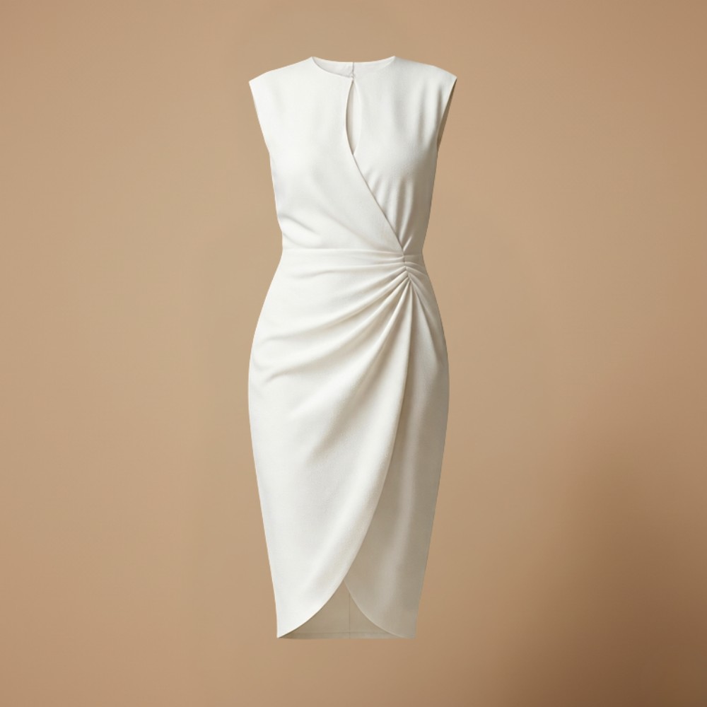 Dames casual geplooide mouwloze midi jurk Jelle Jora Mode