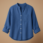Damesblouse met losse pasvorm knoopsluiting en V-hals Jelle Jora Mode