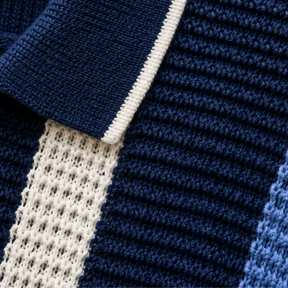 Heren gestreepte polo met uitgesneden details Jelle Jora Mode