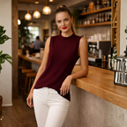 Elegante effen mouwloze top met ronde hals Jelle Jora Mode