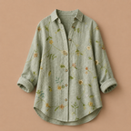 Dames casual blouse met lange mouwen patroon en knoopsluiting Jelle Jora Mode