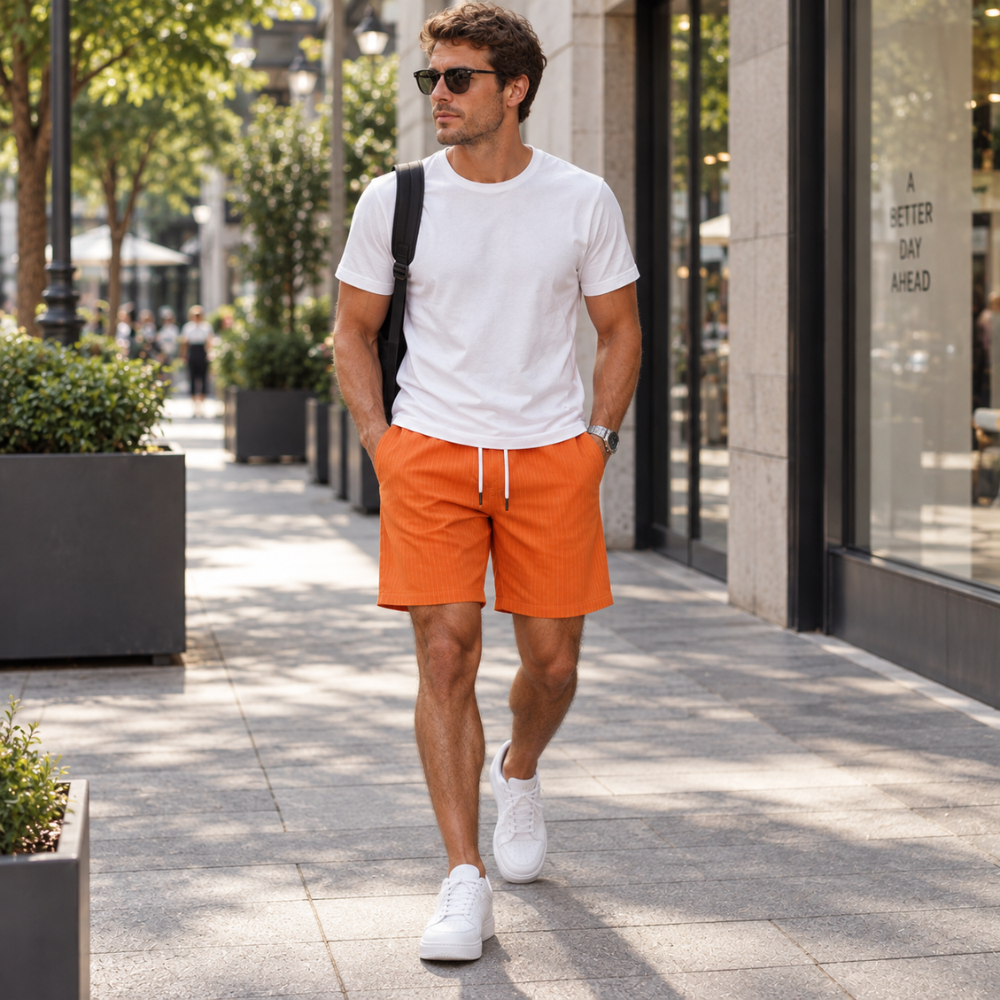 Heren strandboardshorts met trekkoord en zakken Jelle Jora Mode