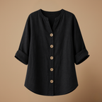 Damesblouse met V-hals en knopen aan de voorkant Jelle Jora Mode
