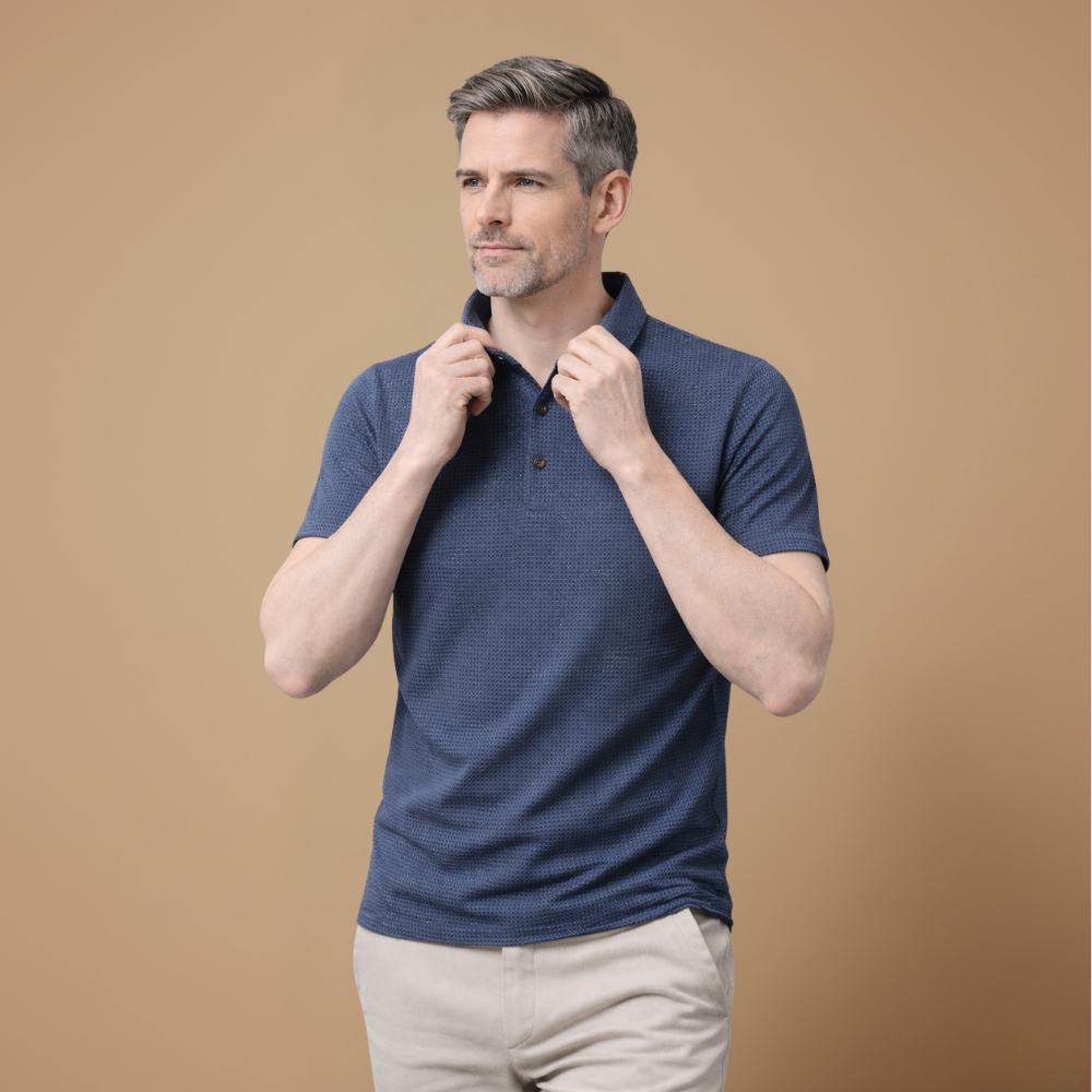 Heren ademend casual T-shirt met korte mouwen en structuur Jelle Jora Mode