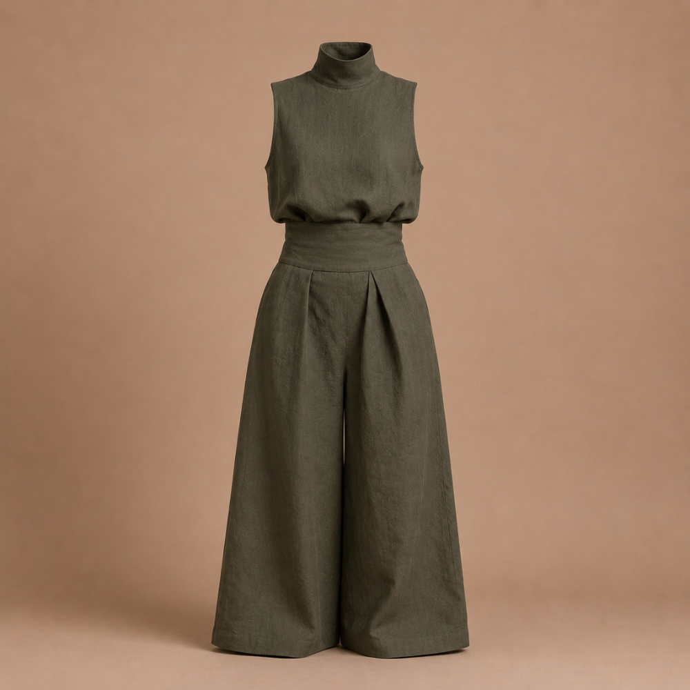 Dames elegante mouwloze set met coltrui en broek Jelle Jora Mode
