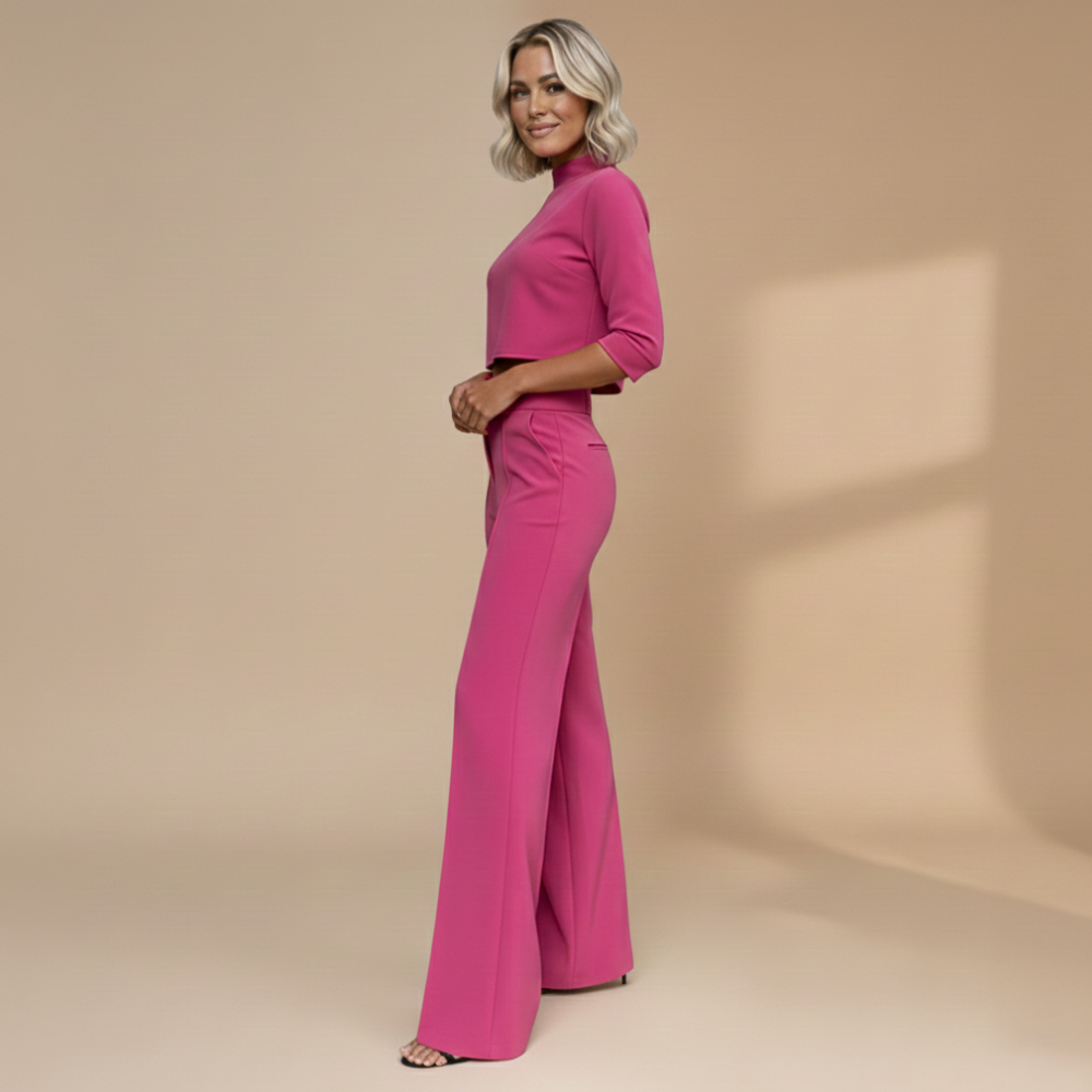 Tweedelige crop top en wijde broek voor dames Jelle Jora Mode