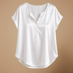 Damesblouse met v-hals korte mouwen en knopen Jelle Jora Mode