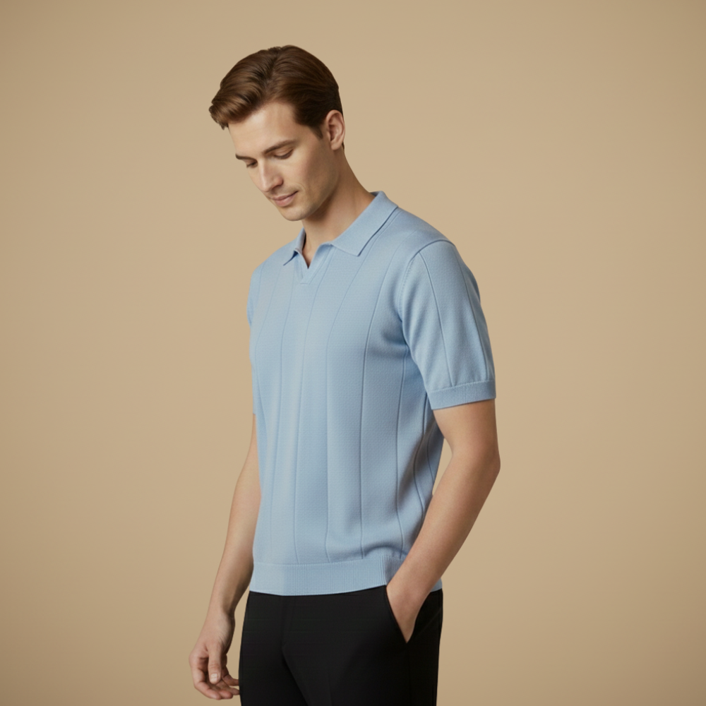 Heren gebreide slim fit polo met korte mouwen Jelle Jora Mode