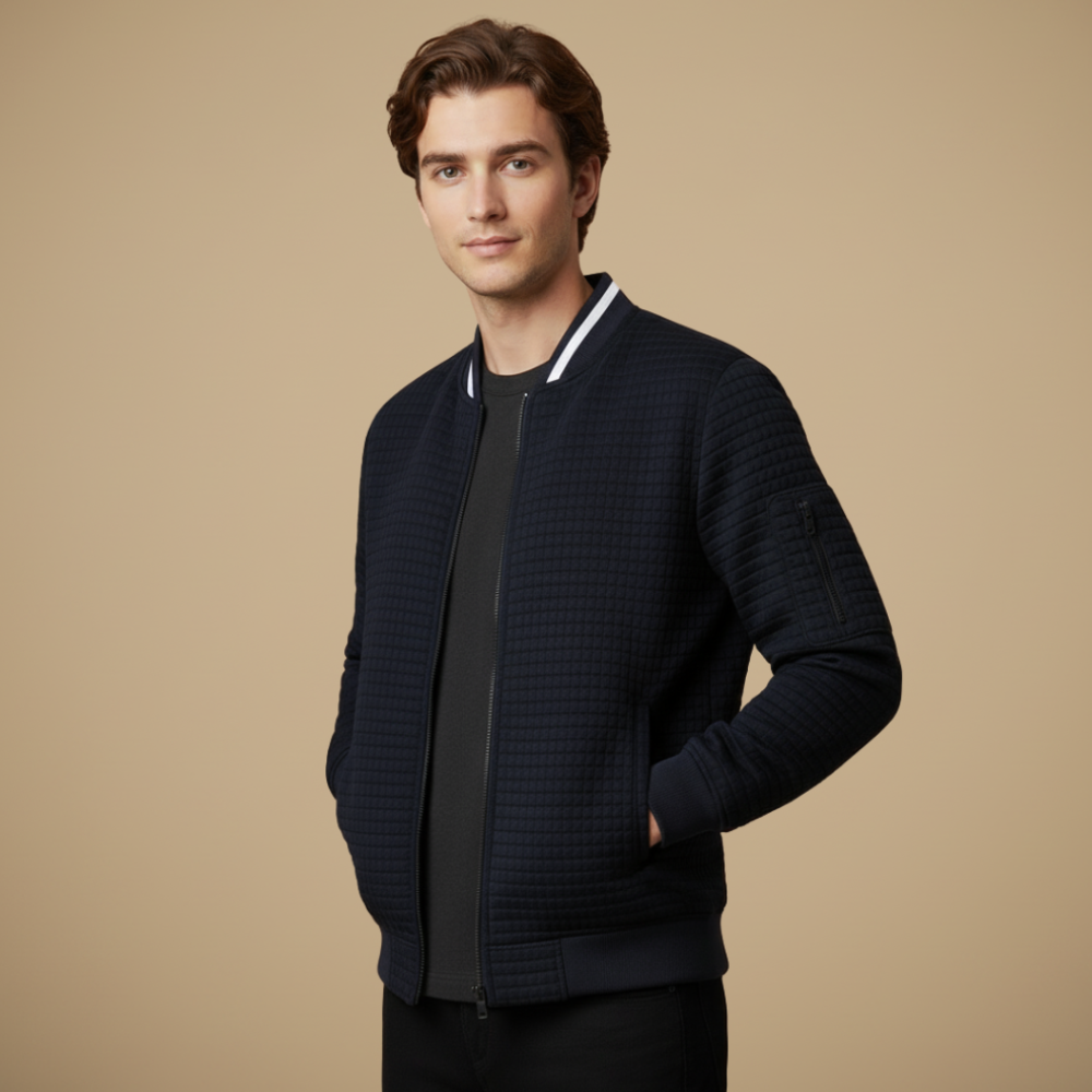 Heren casual jas met wafelstructuur en volledige ritssluiting Jelle Jora Mode