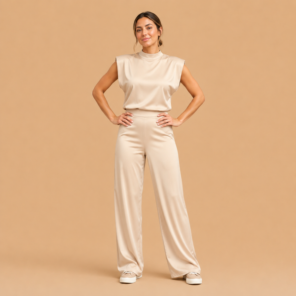 Dames mouwloze jumpsuit met wijde pijpen Jelle Jora Mode