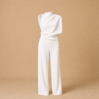 Dames jumpsuit met hoge kraag en wijde pijpen Jelle Jora Mode