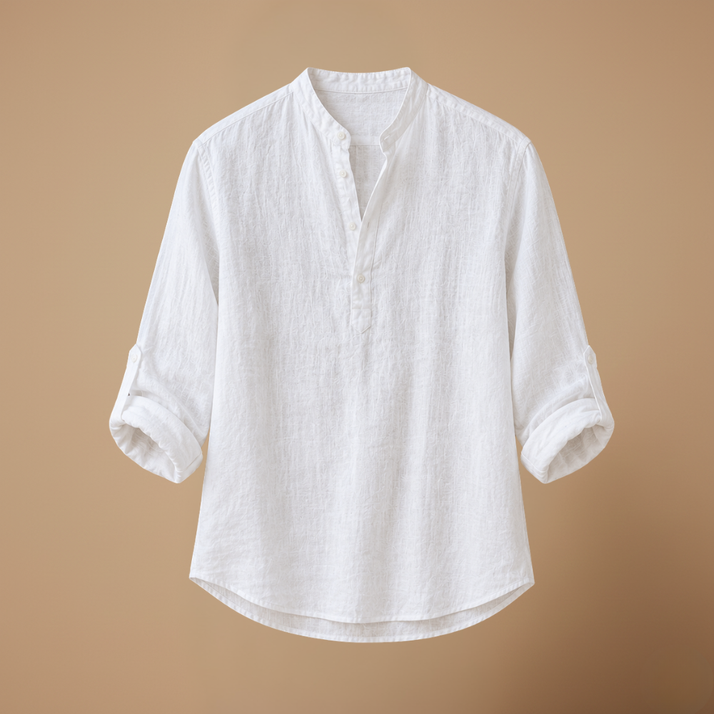 Heren casual blouse met V-hals en lange mouwen Jelle Jora Mode