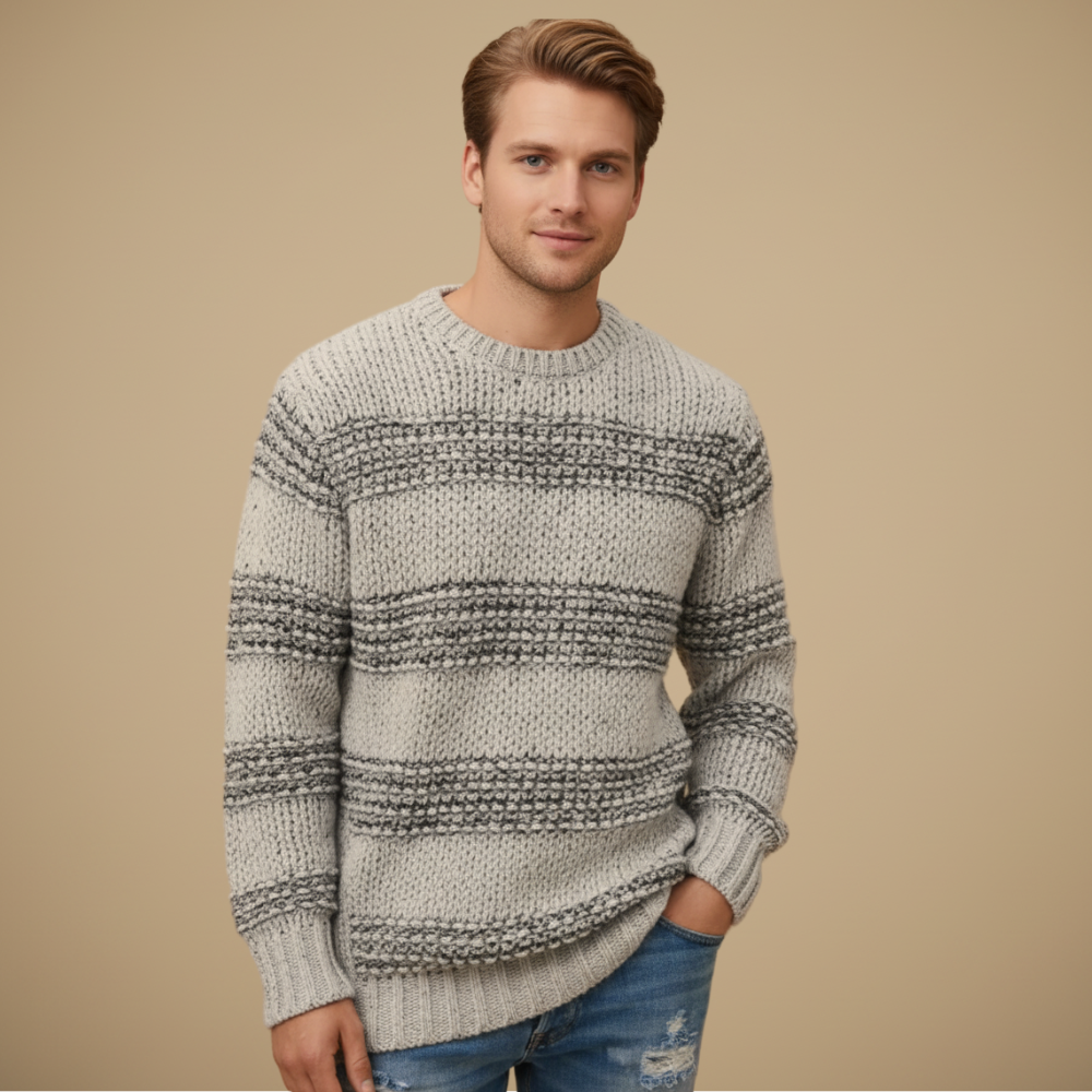 Lichtgewicht rekbare pullover met ronde hals voor heren Jelle Jora Mode