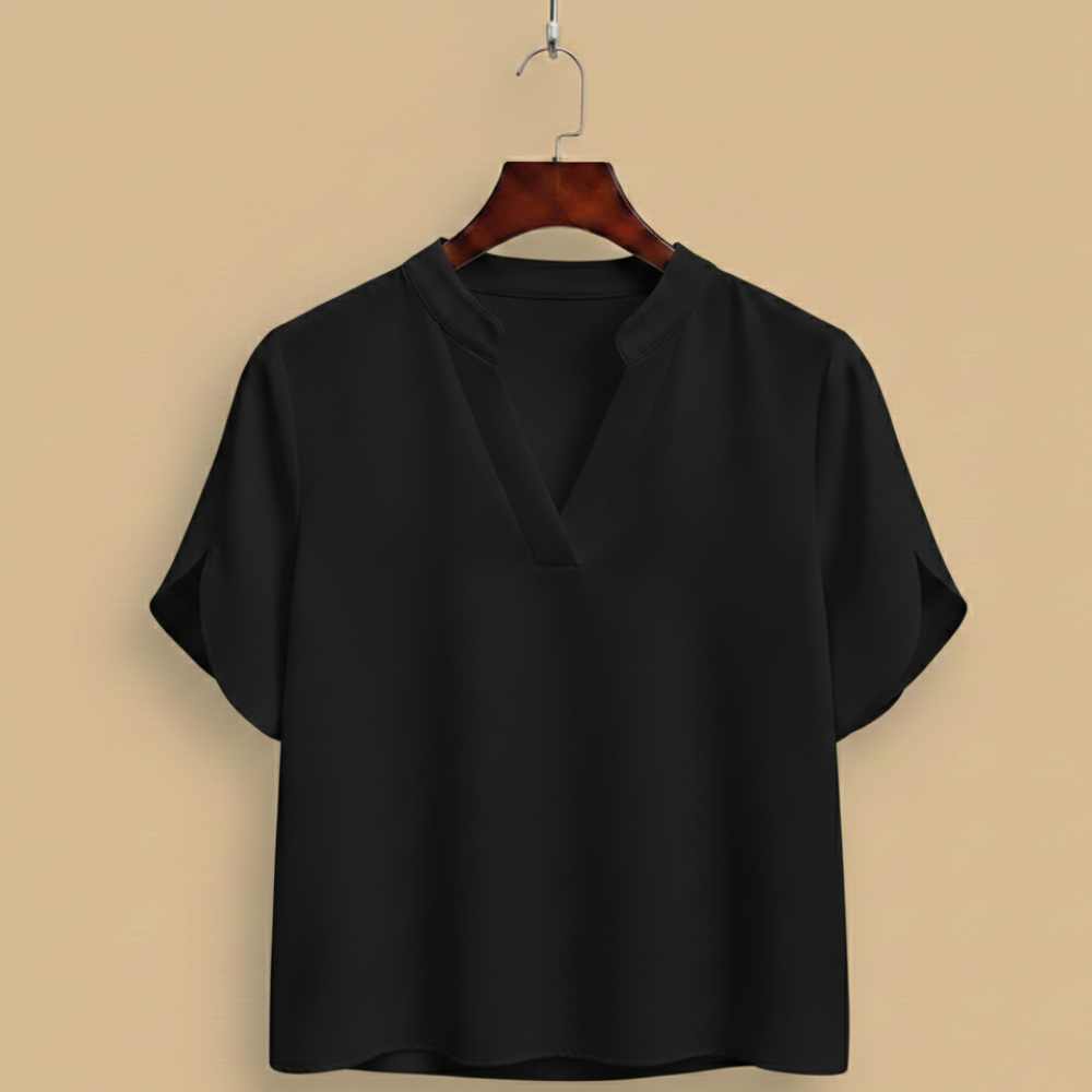 Casual damesblouse met V-hals en gesplitste mouwen Jelle Jora Mode