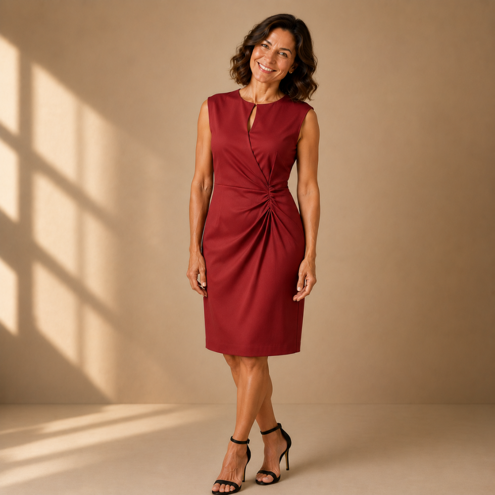 Dames casual gedrapeerde mouwloze midi-jurk Jelle Jora Mode