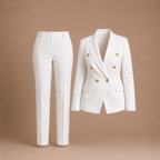 Dames elegant pak met broek en dubbele rij knopen Jelle Jora Mode