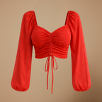 Dames getailleerde blouse met hartvormige halslijn en lange mouwen Jelle Jora Mode