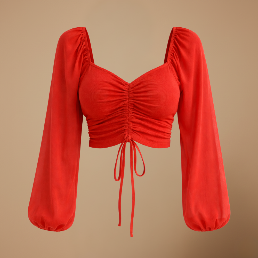 Dames getailleerde blouse met hartvormige halslijn en lange mouwen Jelle Jora Mode