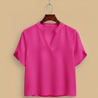 Casual damesblouse met V-hals en gesplitste mouwen Jelle Jora Mode