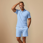 Casual Poloshirt en Korte Broek Tweedelige Set voor Heren Jelle Jora Mode