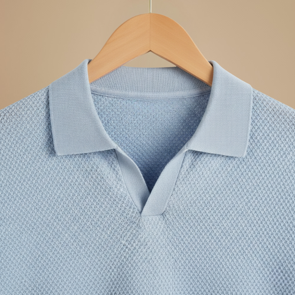 Lichtgewicht gebreid poloshirt met korte mouwen voor heren Jelle Jora Mode