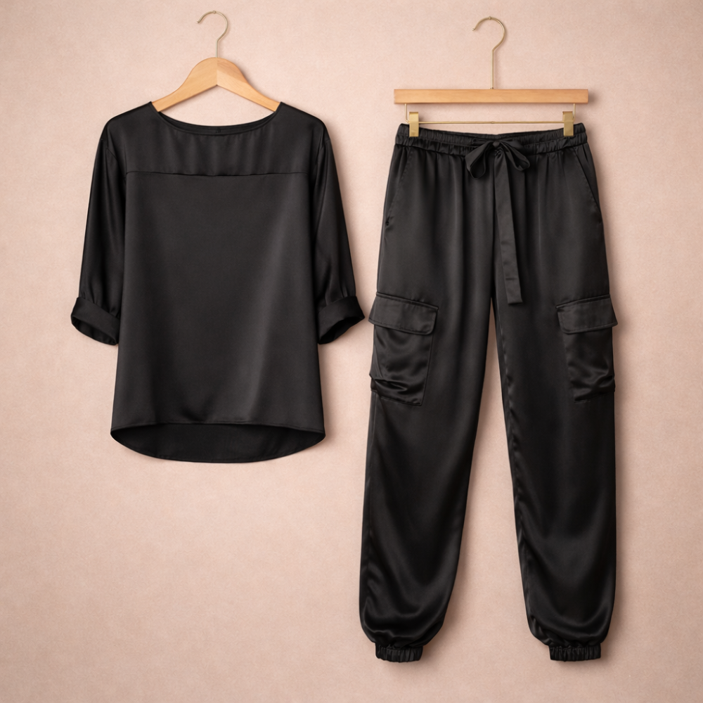 Dames relaxte set – top met lange mouwen en losse broek Jelle Jora Mode