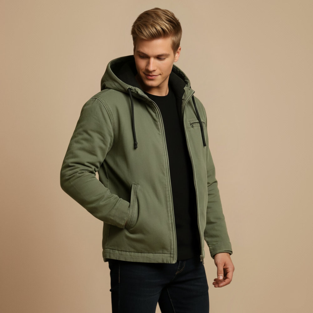 Casual Katoenen Jas met Capuchon en Fluweelachtige Voering Jelle Jora Mode