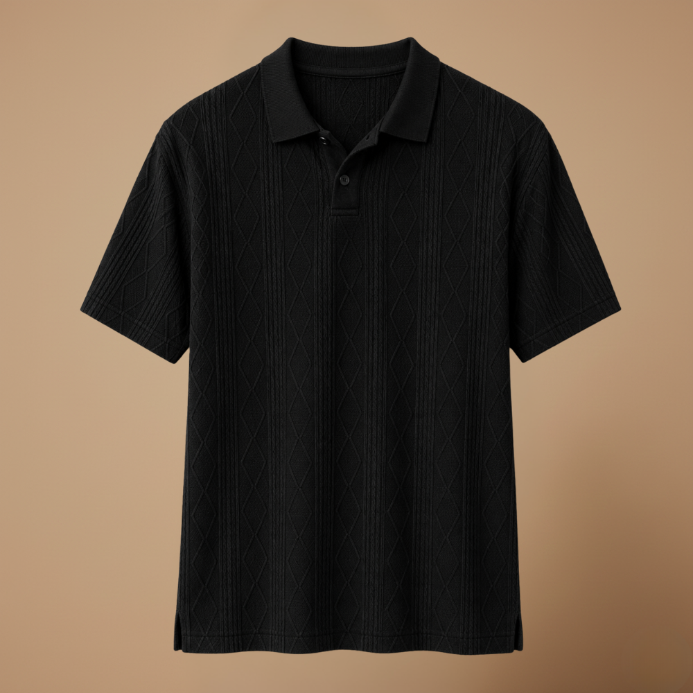Heren casual poloshirt met korte mouwen en structuur Jelle Jora Mode