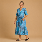 Damesmidi-jurk met bloemenprint en V-hals Jelle Jora Mode